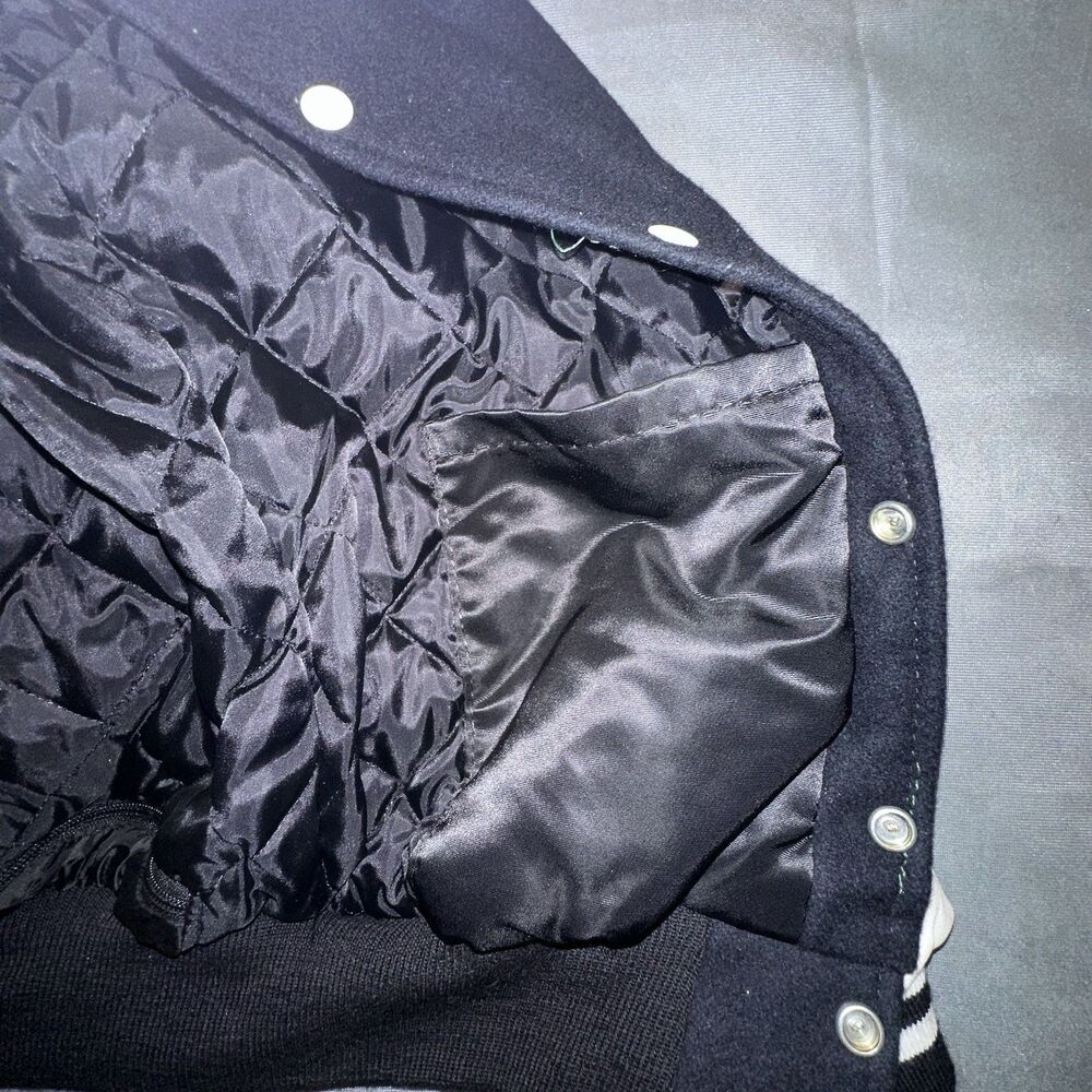 Vintage Game Sportswear Jacket Mens Small Varsity Letterman Wool USA 90s Black - Picture 7 of 9